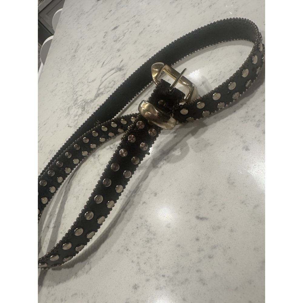 Vintage Genuine Leather Belt With Gold Studs